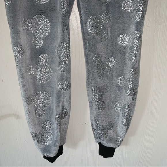 Disney Mickey Mouse Womans Grey Plush with Sparkly Micky Pajama Pants - Size XS - Picture 7 of 8